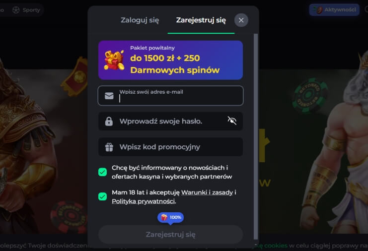100 darmowych spinow bez depozytu